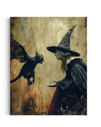 Wicked Witch and Flying Monkey Vintage Art Print
