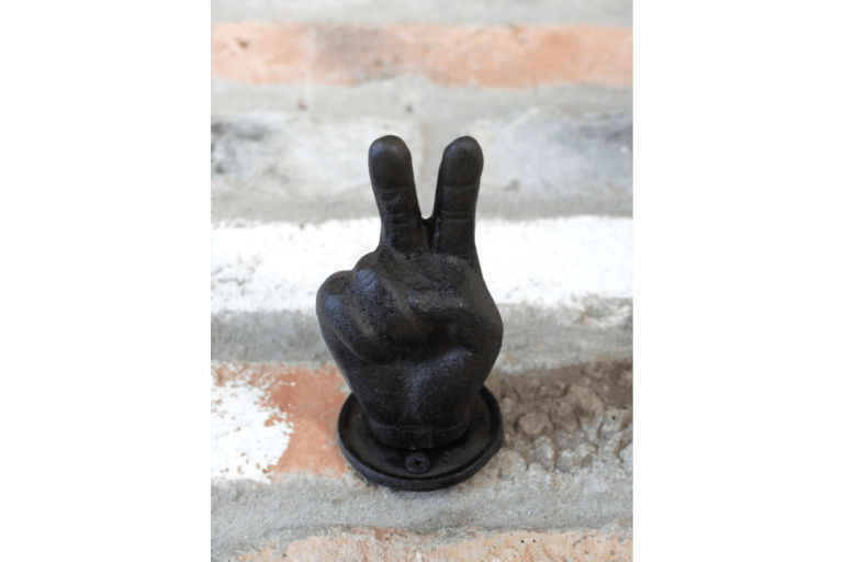 Peace Sign Cast Iron Hook