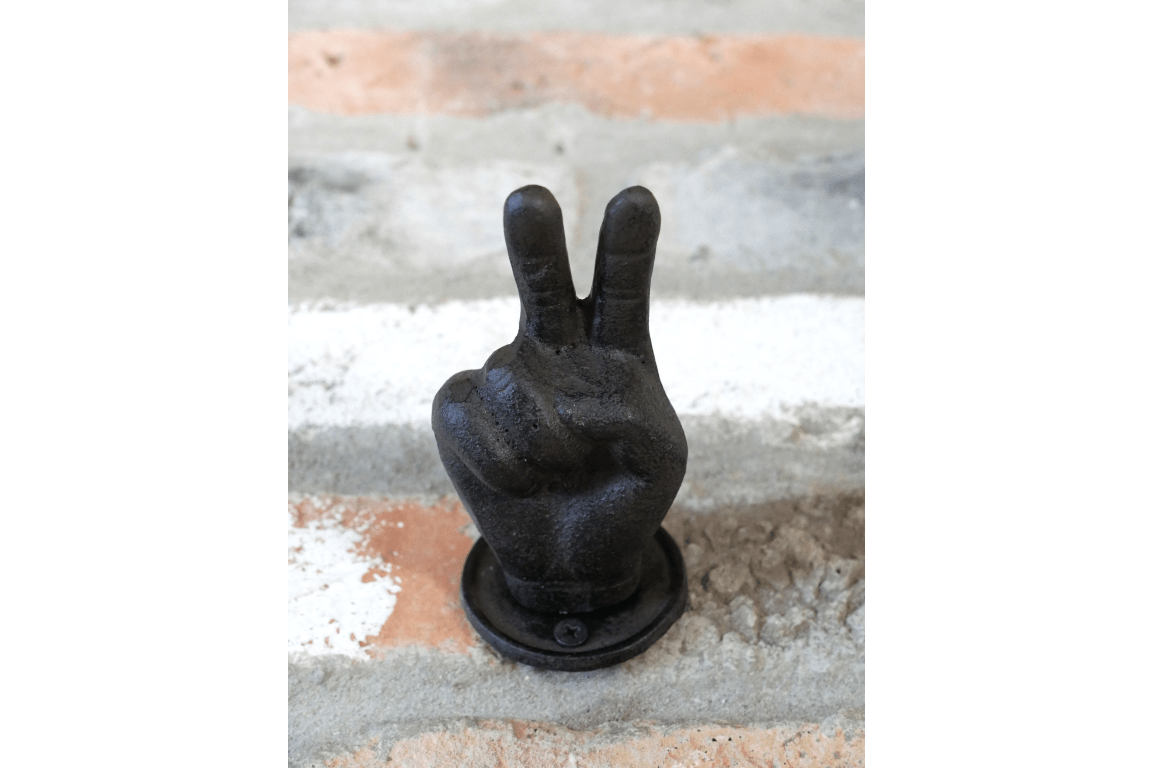 Peace Sign Cast Iron Hook