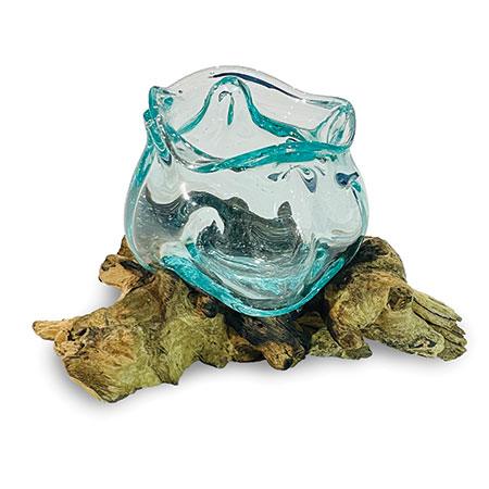 Naturale Root with Molten Crinkle Glass Bowl (Small)