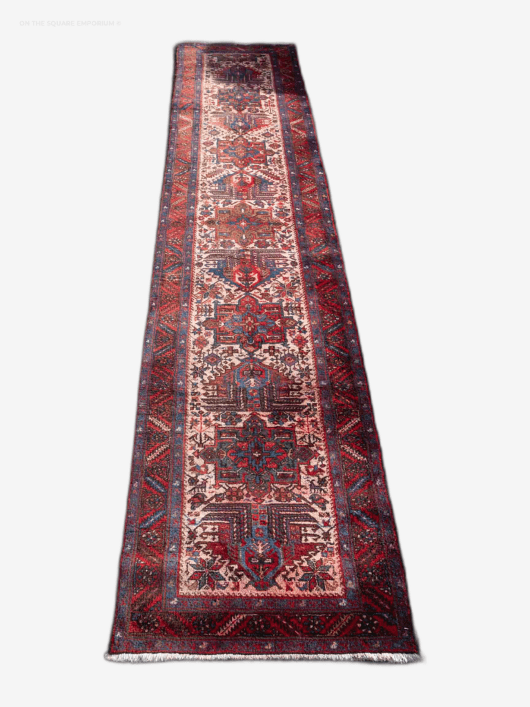 NOV51 Mishkin Runner Rug - Geometric Palmate Leaf Design & Tree of Life Motif