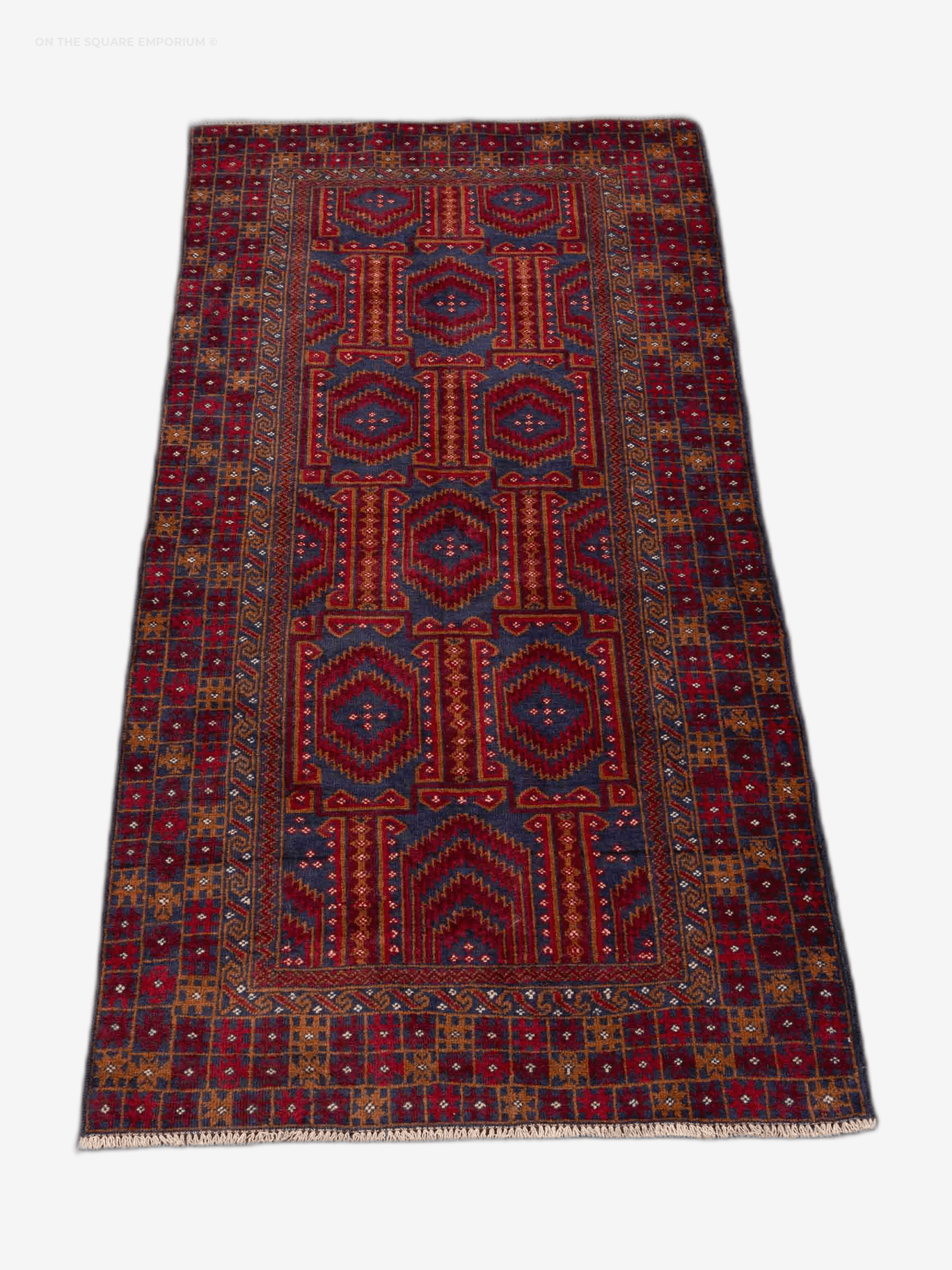 NOV49 Handcrafted Balouchistan Rug w/ Authentic Border Design