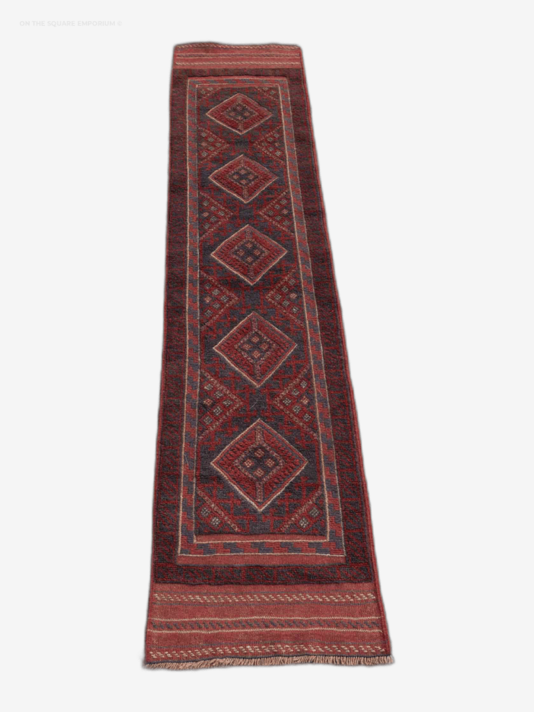 NOV42 Handwoven Afghan Mishwani Embossed Wool Runner
