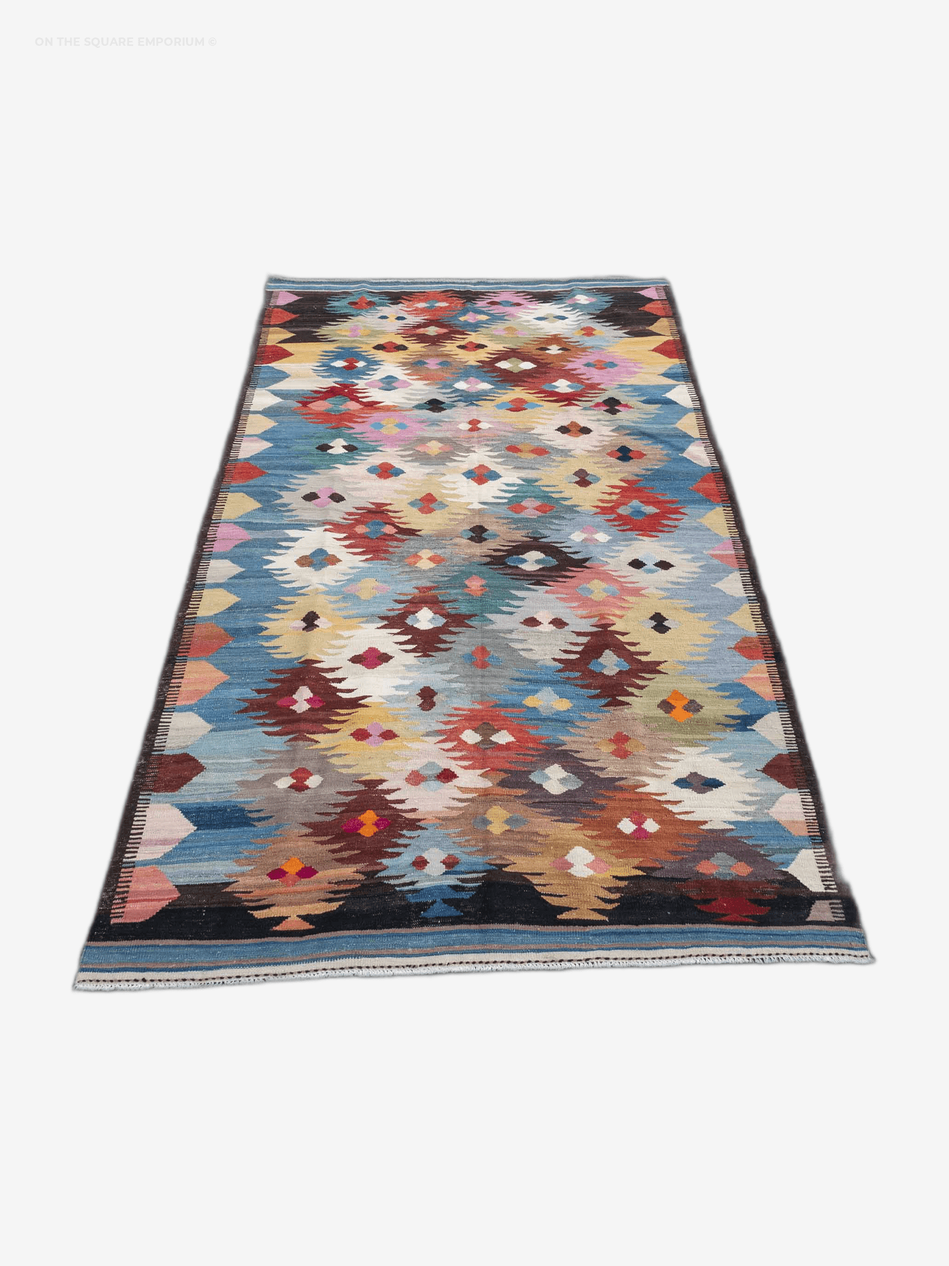 NOV44 Handwoven Afghanistan Kilim Rug w/ Vibrant Geometric Design