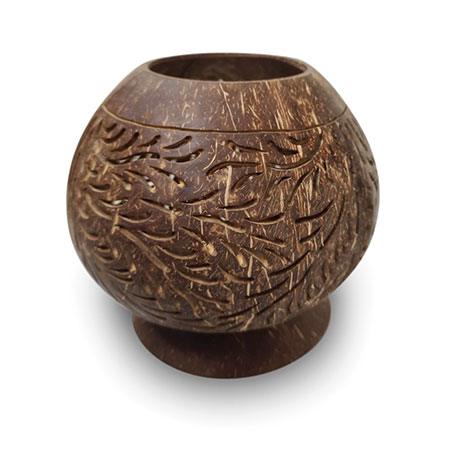 Naturale Coconut Shell Sphere w/ Phoenix-style Carving
