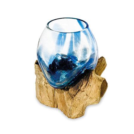 Naturale Root with Blue Mottled Glass Bowl (Extra Small)