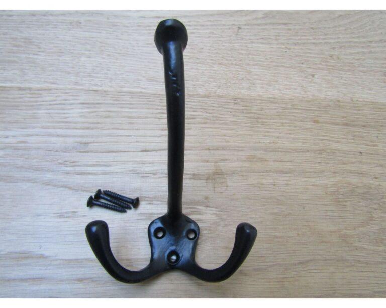 Victorian Triple Coat Hooks - Black Antique