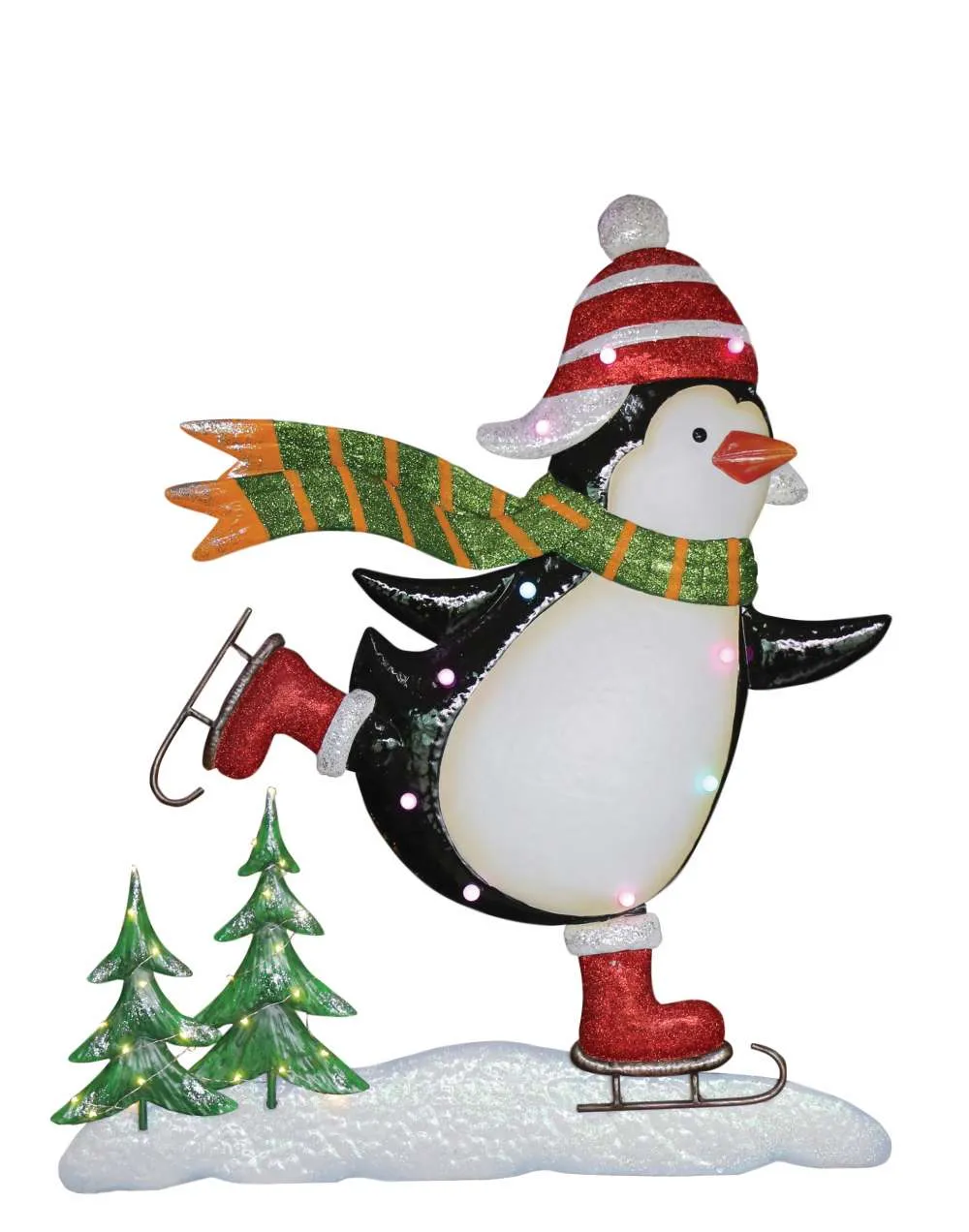 Skating Penguin Metal Decoration