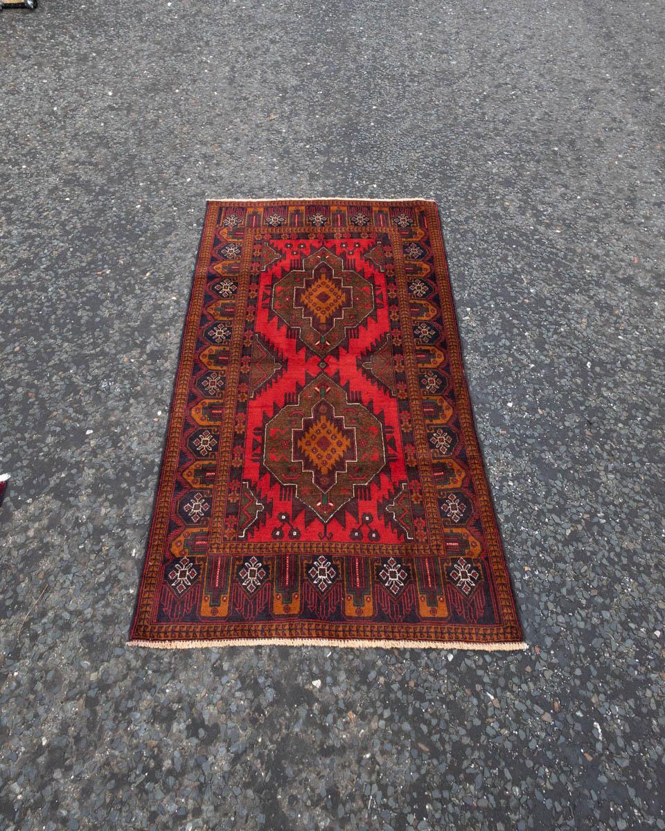 Rich Red Afghan Beluchi Nomadic Rug ST11