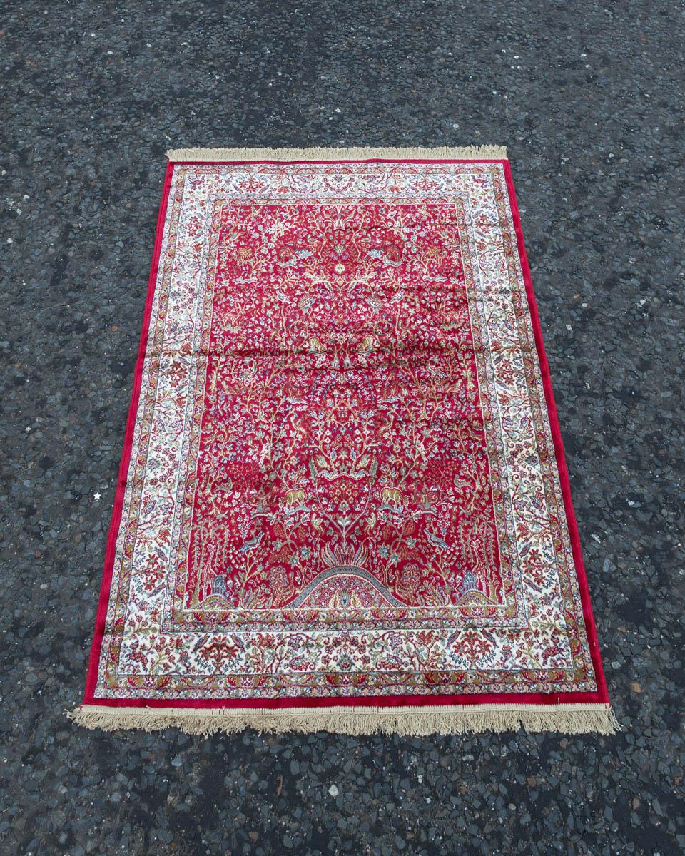 Rich Red Cashmere Rug with Tree of Life Design ST18