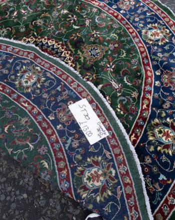 Rare Green Afghan Double Knot Circular Wool Rug ST30