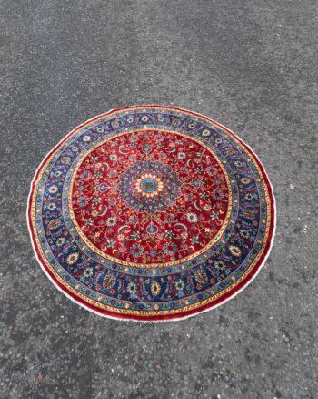 Rare Red Afghan Double Knot Circular Wool Rug ST31