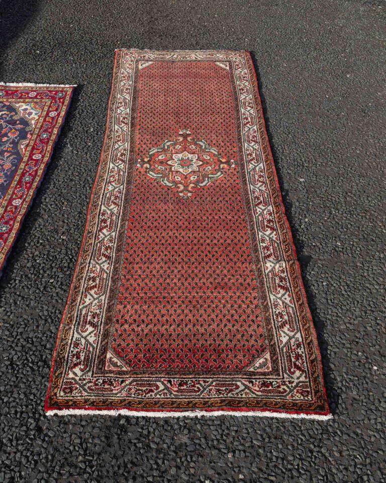 JAN01 Washed Red Ground Full Pile Persian Sarouk Runner