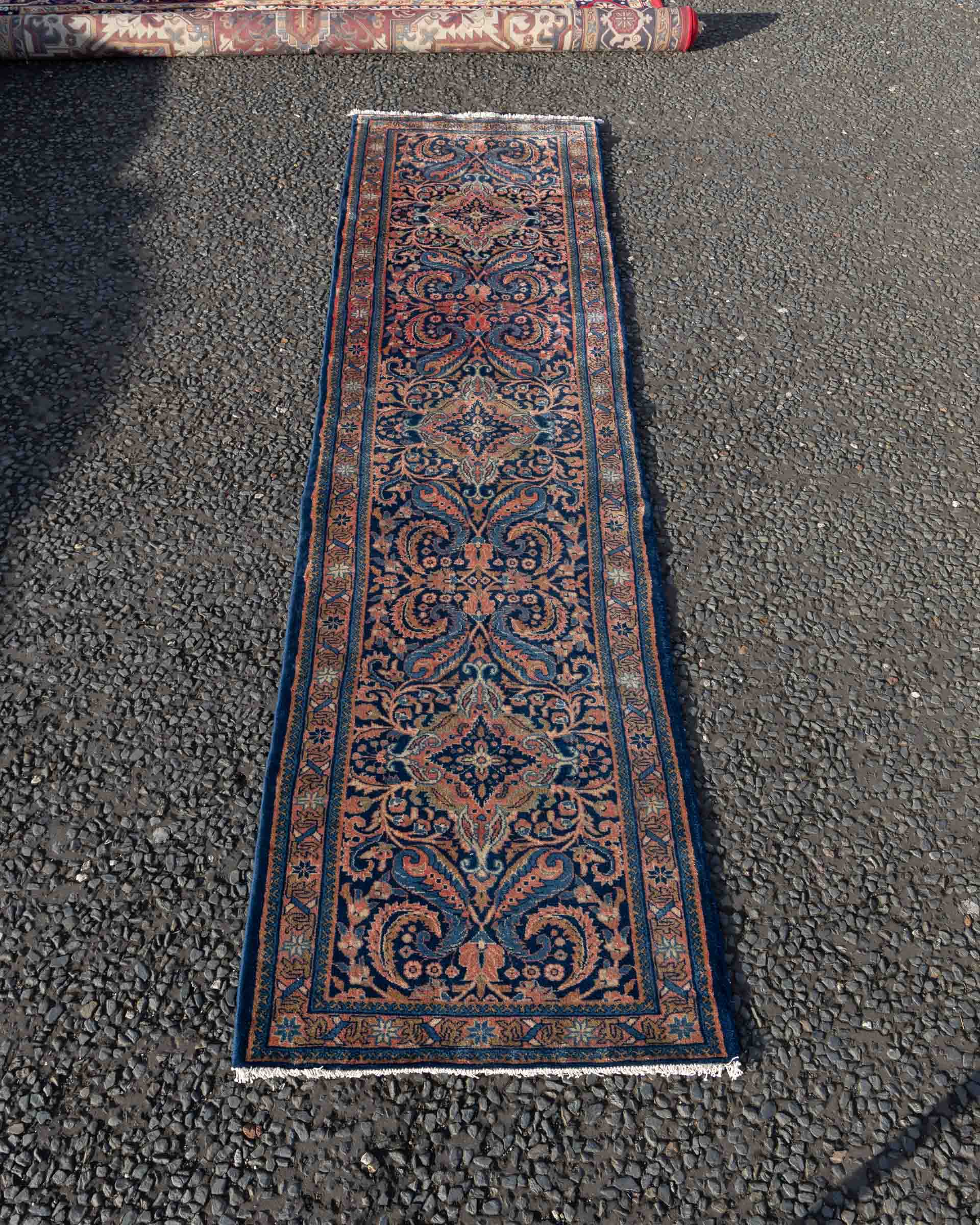 JAN03 Iranian Blue Wool Pile Runner