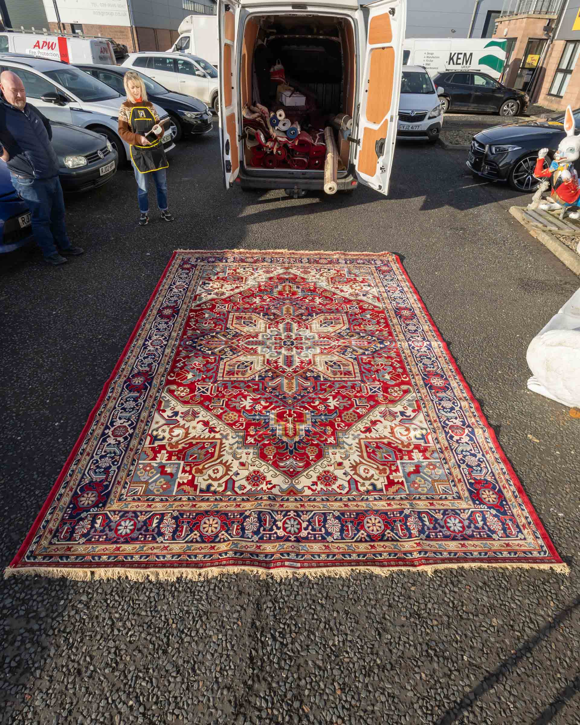 JAN04 Red Full Pile Carpet with Medallion