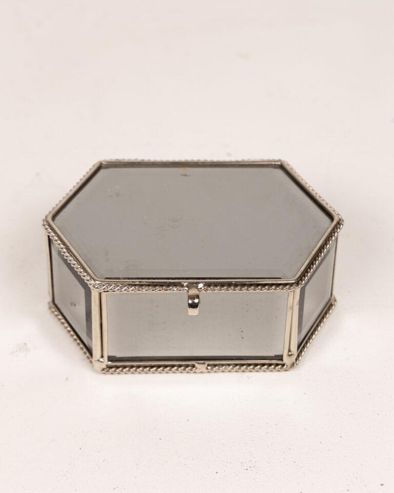 Hexagonal Glass Trinket Box