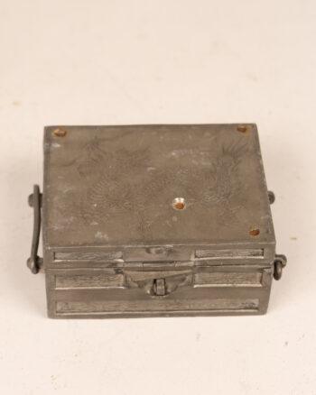 Antique Metal Box with Dragon Engraving