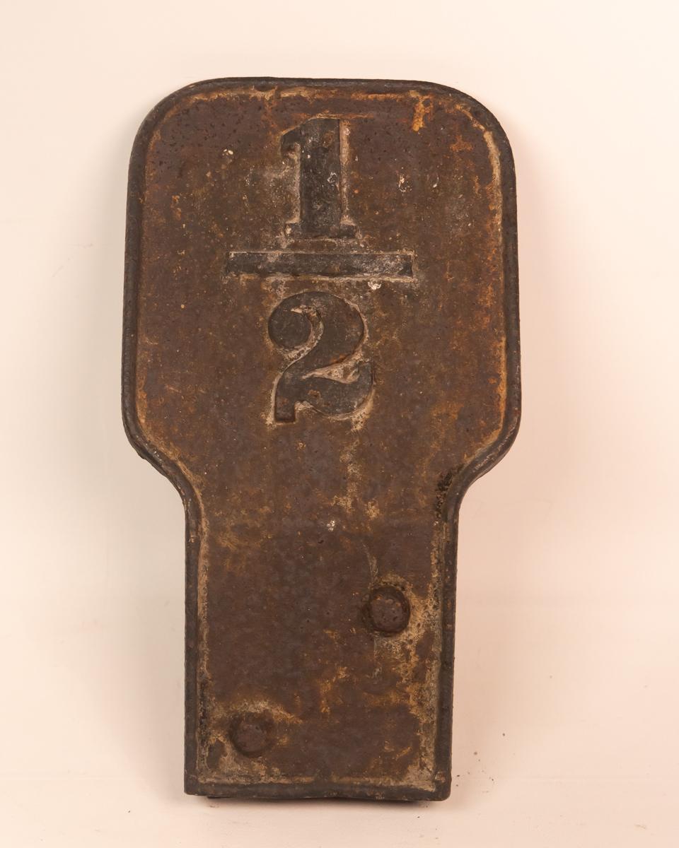 Vintage Railway Cast Iron 1/2 Mile Marker Sign