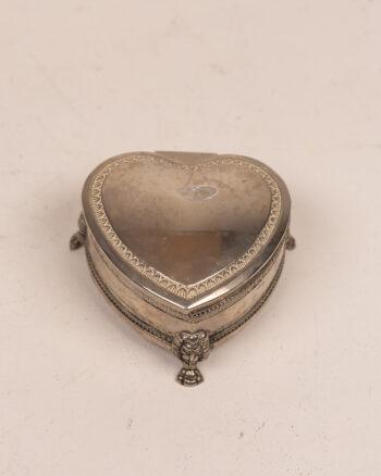 Vintage Heart-Shaped Silver Trinket Box