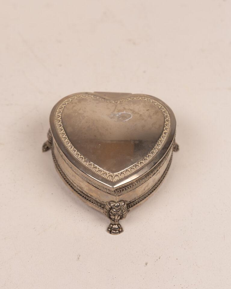 Vintage Heart-Shaped Silver Trinket Box