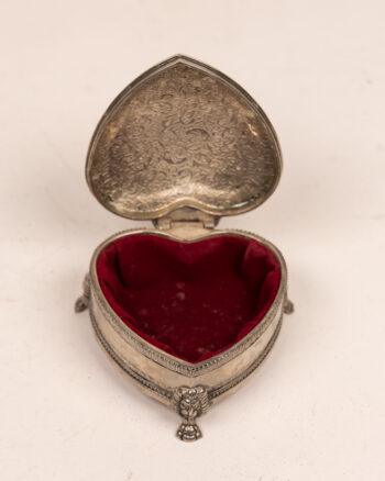Vintage Heart-Shaped Silver Trinket Box