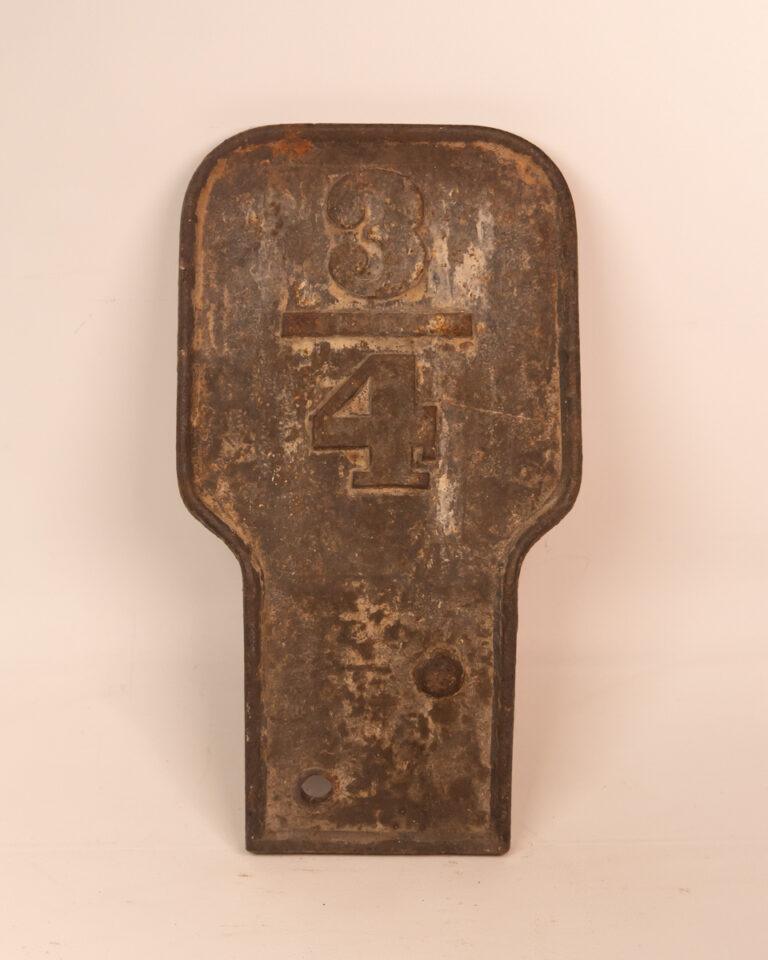 Vintage Railway Cast Iron 3/4 Mile Marker Sign