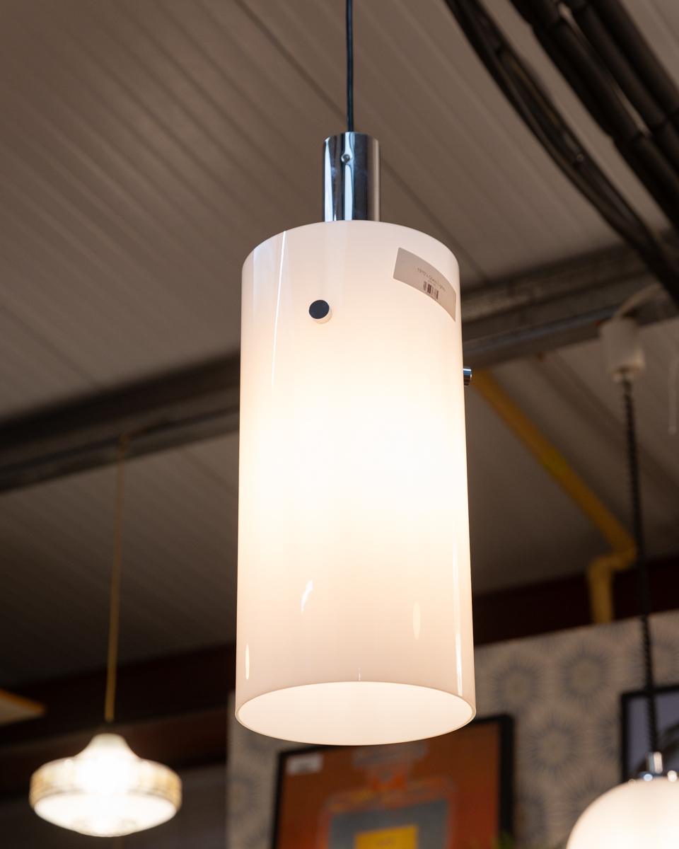 Opaline Glass Pendant Light with Chrome Finish
