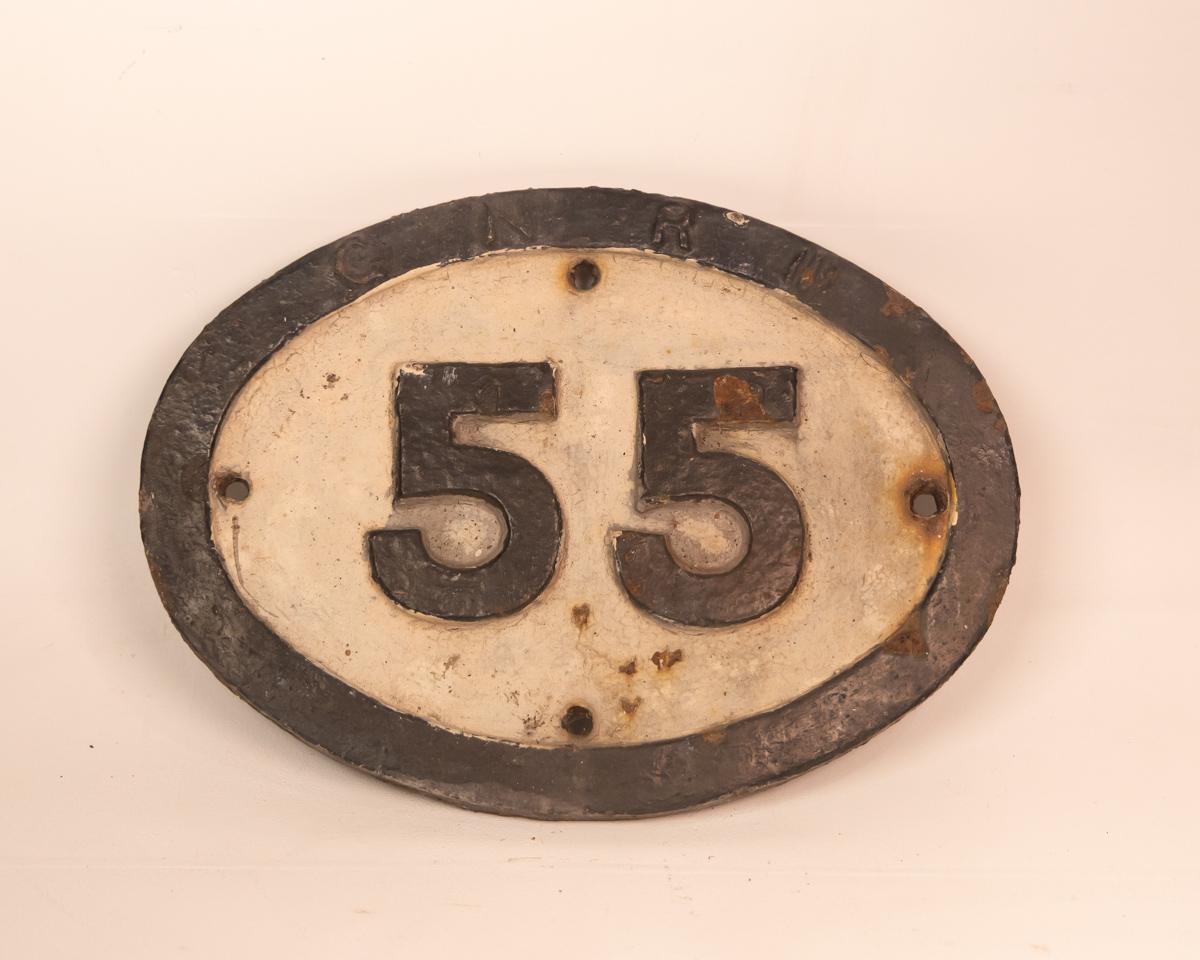 Vintage Cast Iron Railway Bridge Number 55 Sign