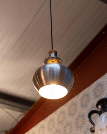 Metallic Mid Century Style Pendant Light with Smoked Glass Detail