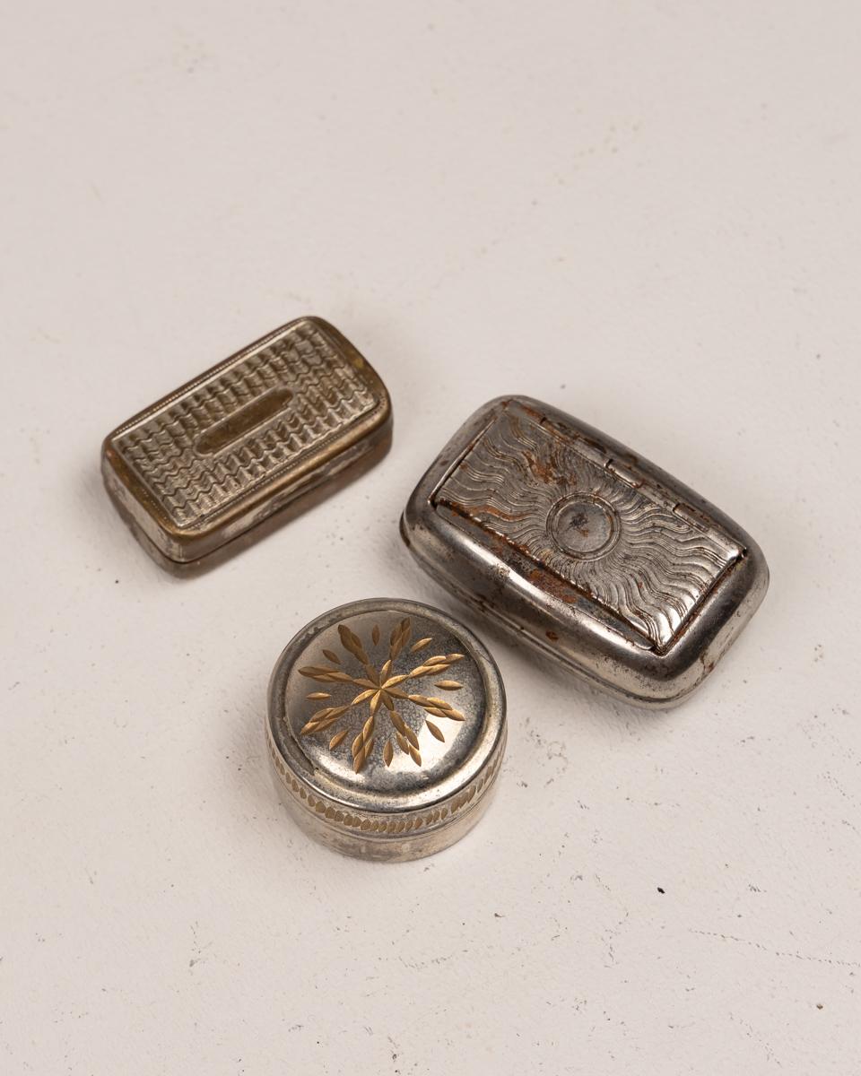 Set of Three Metal Snuff Boxes