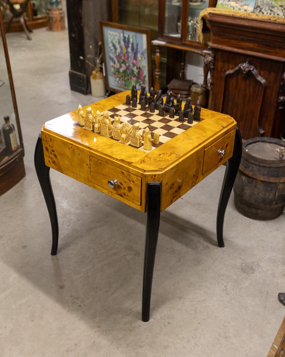 Vintage Art Deco Chess Table with Drawers