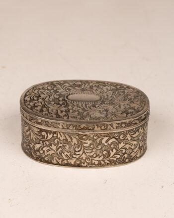 Vintage Ornate Silver Oval Box