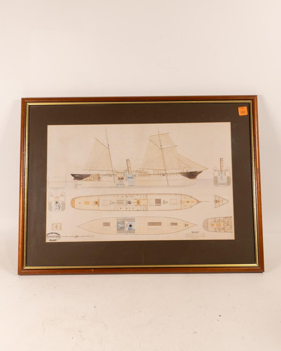Framed Ship Blueprint – Harland and Wolff