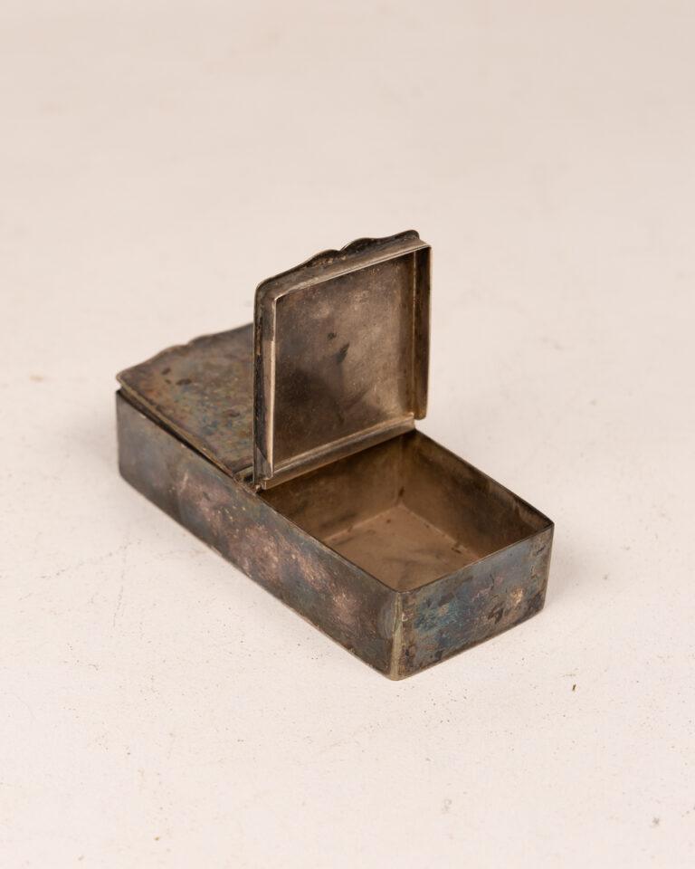 Vintage White Metal Stamp Box