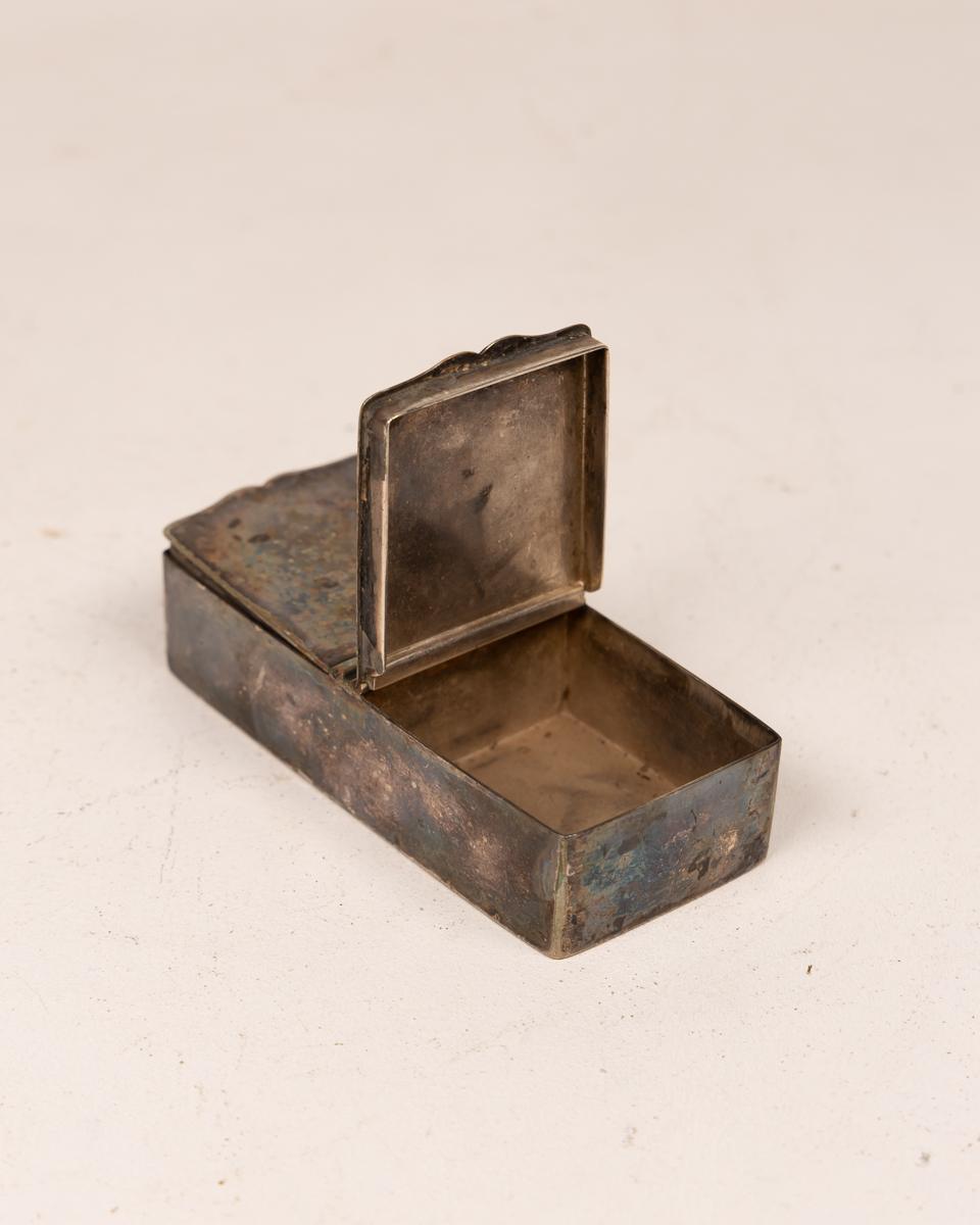 Vintage White Metal Stamp Box