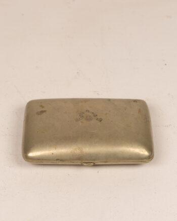 Vintage White Metal Hand Warmer Box, Missing Contents