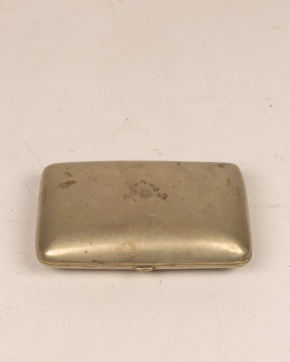 Vintage White Metal Hand Warmer Box, Missing Contents