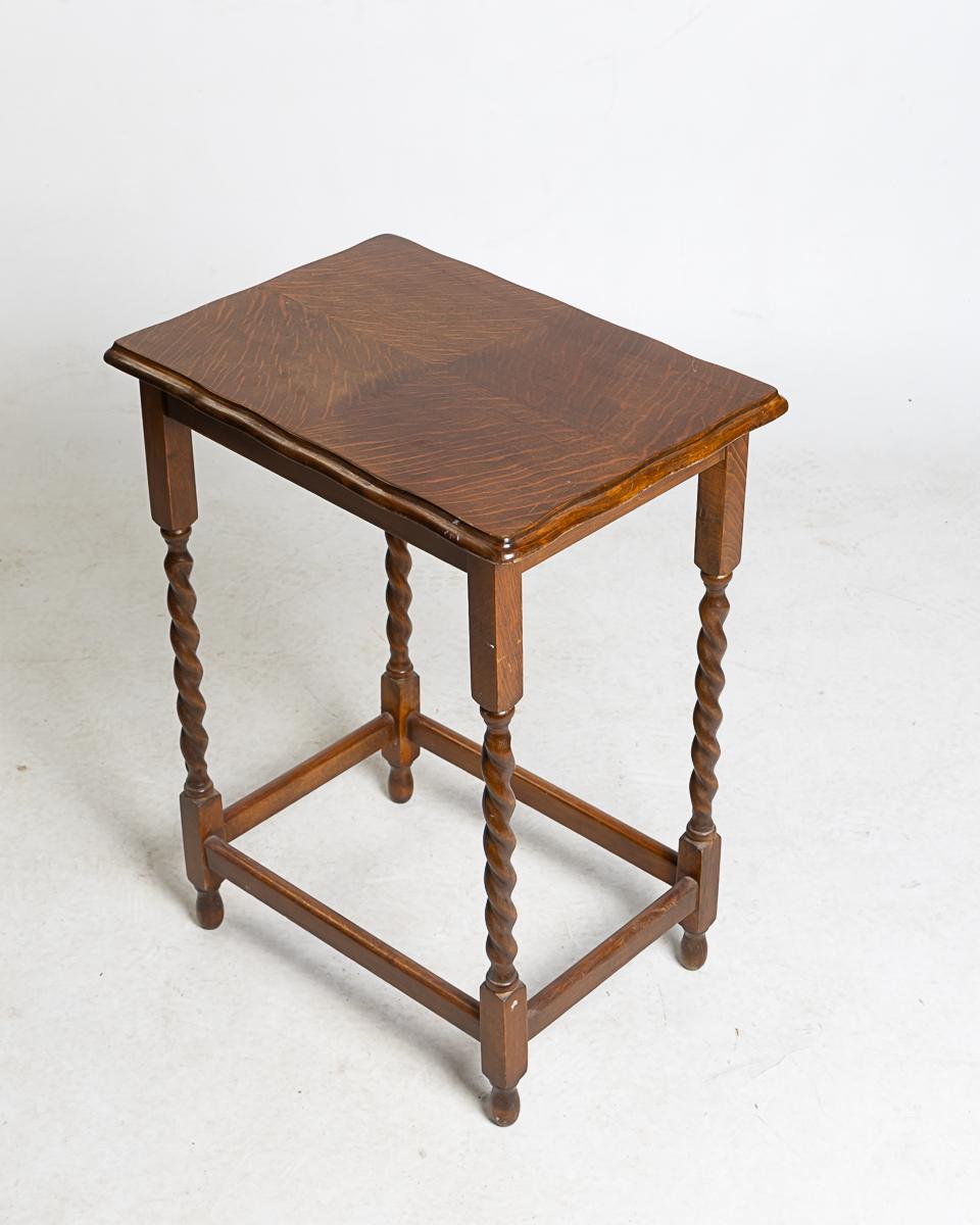 Antique Oak Barley Twist Side Table