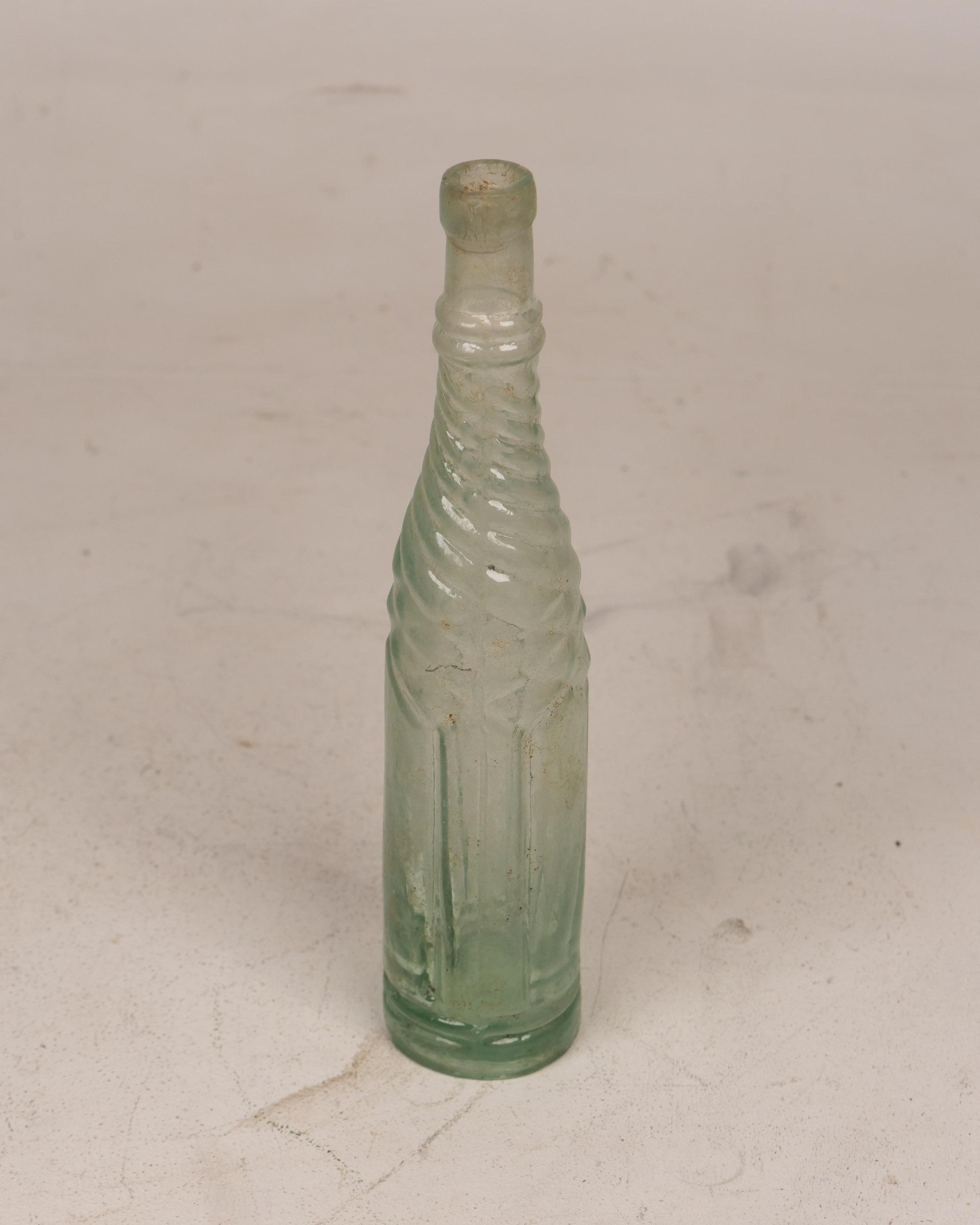 Vintage Aqua Glass Swirl Bottle