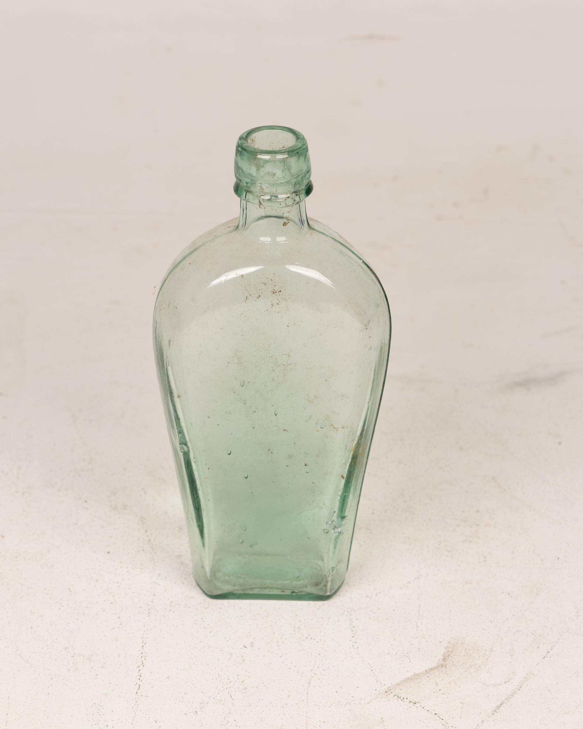 Vintage Green Glass Flask Style Bottle