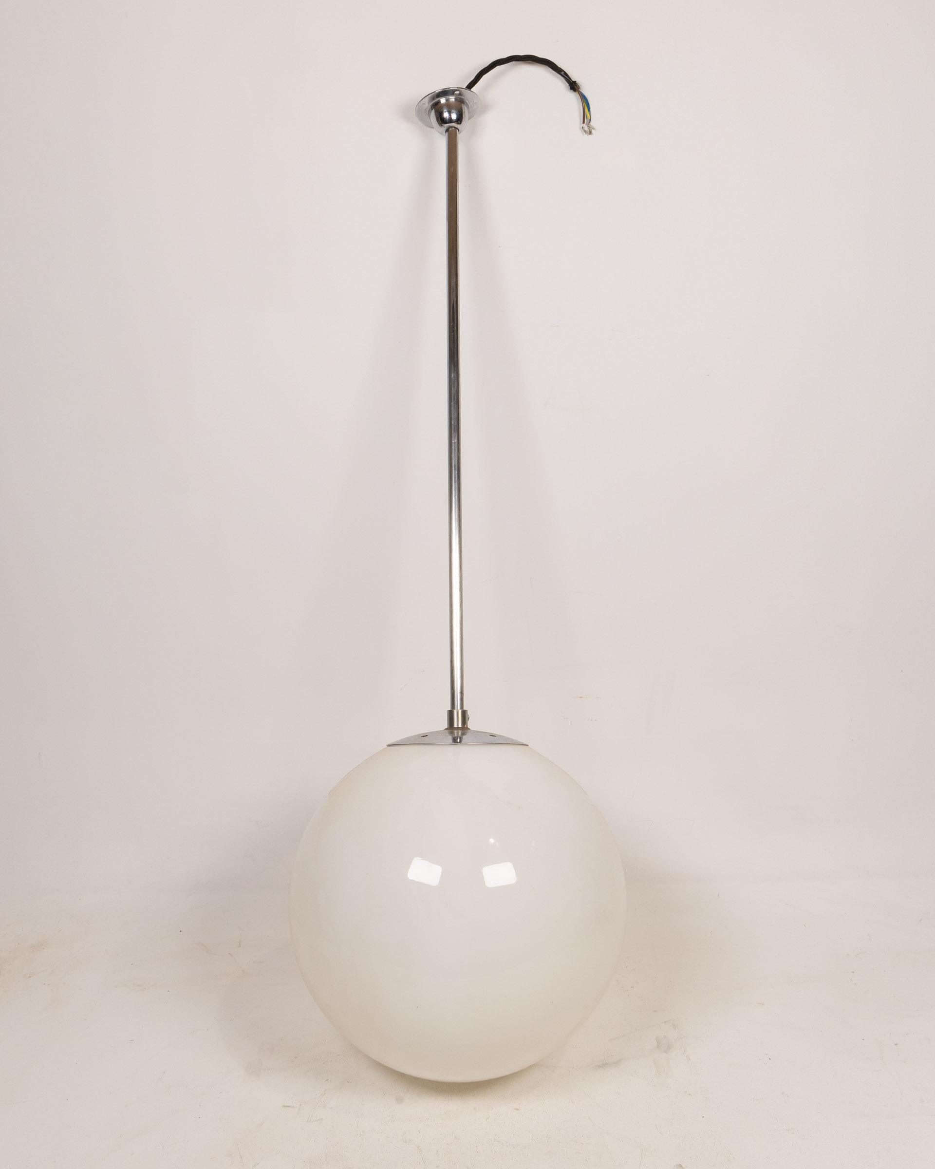Vintage Opaline Glass Globe Pendant Light