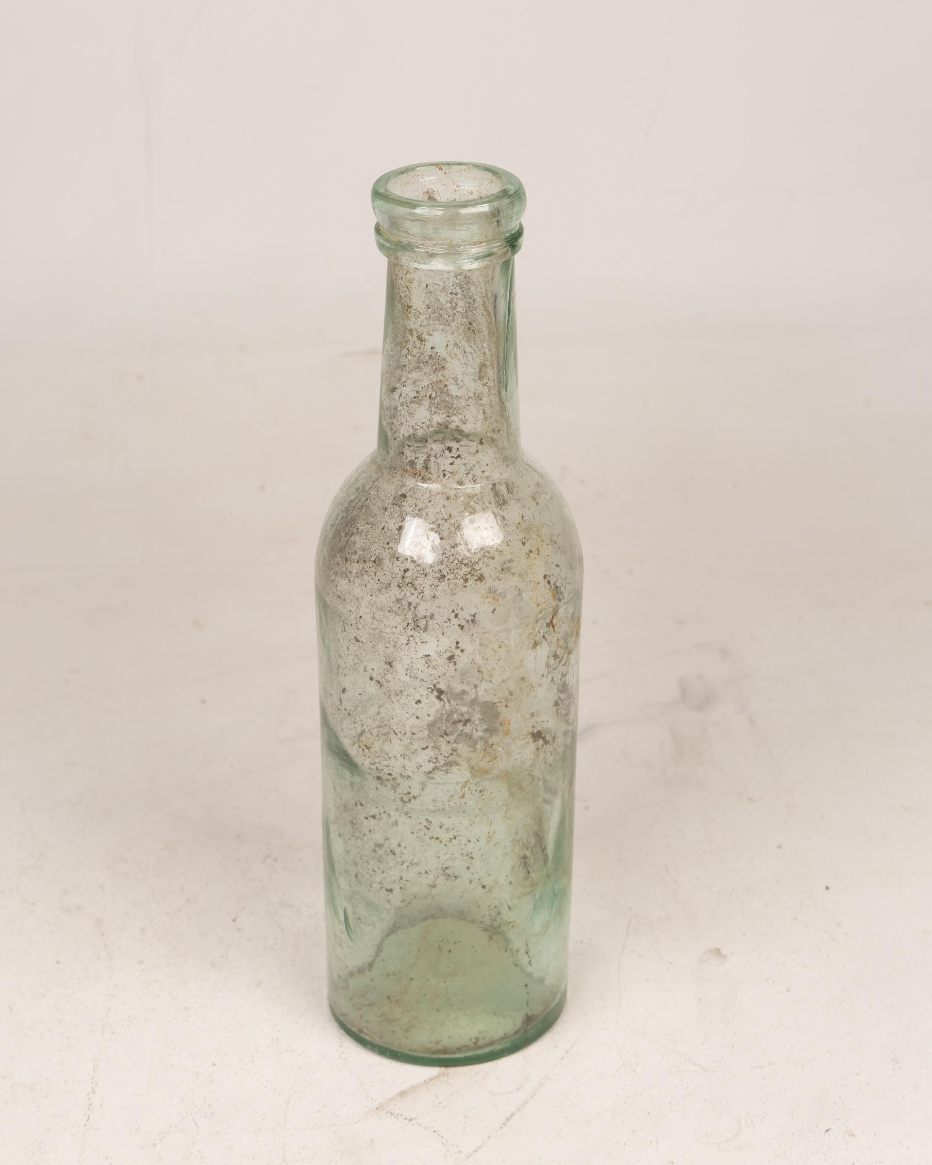 Large Vintage Aqua Glass Bottle