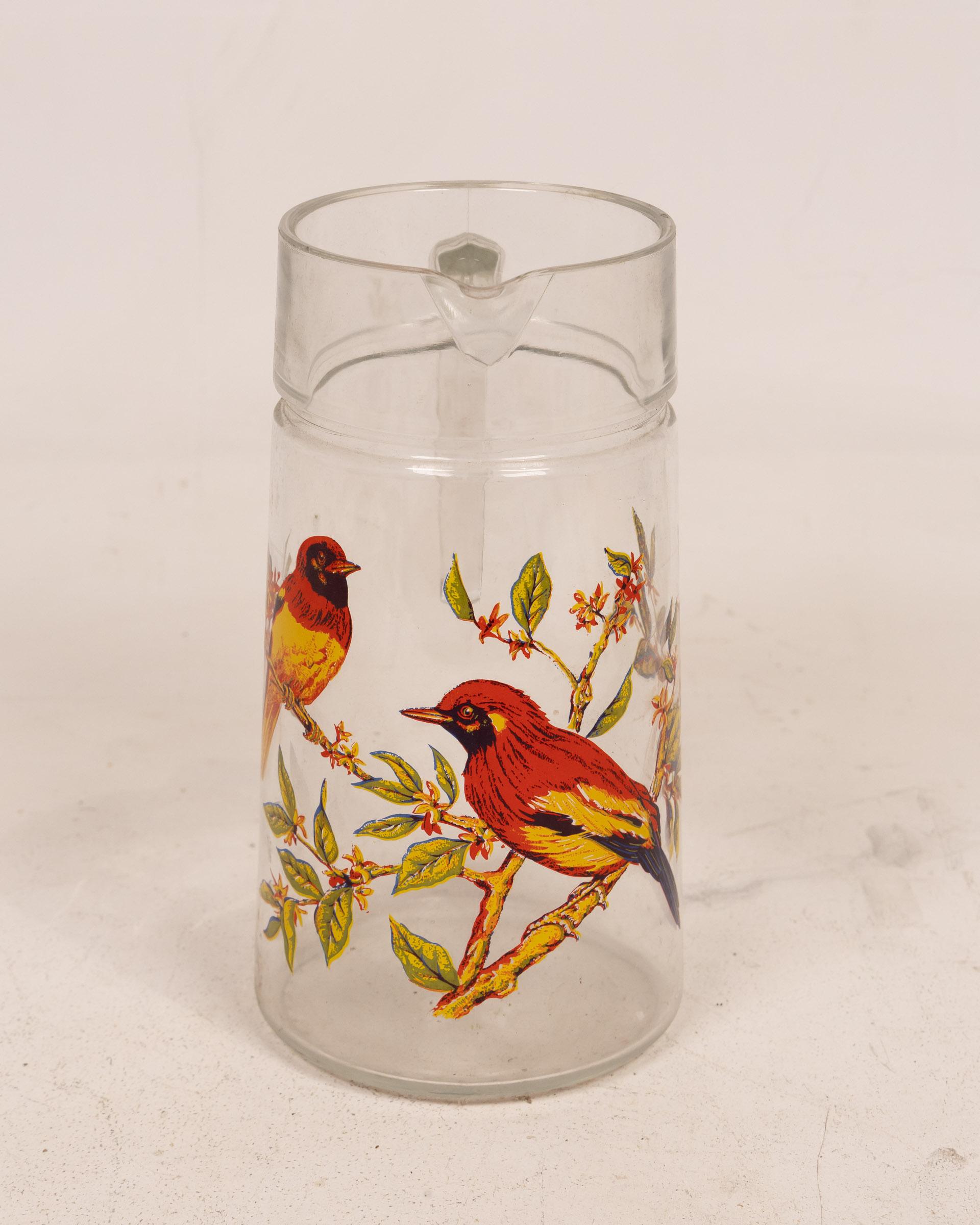 Vintage Clear Glass Bird Design Jug