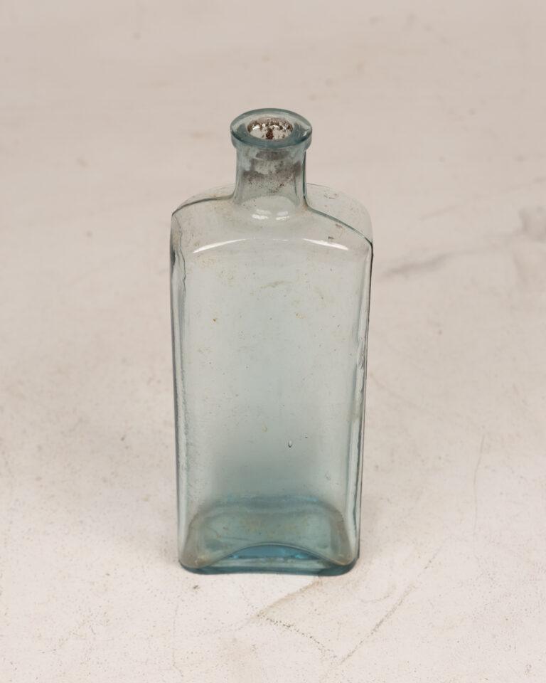 Antique Square Blue Glass Bottle