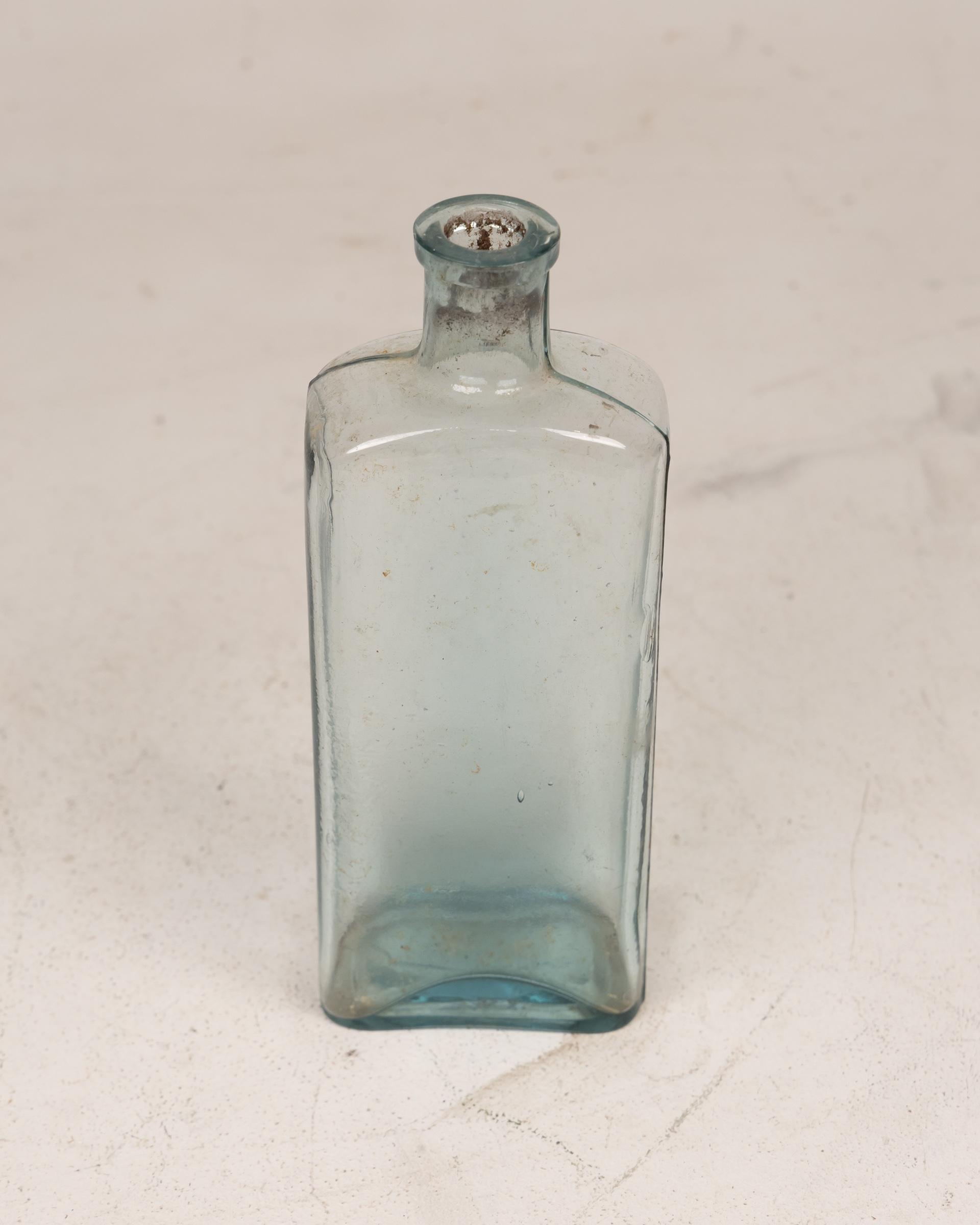 Antique Square Blue Glass Bottle