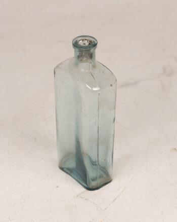 Antique Square Blue Glass Bottle