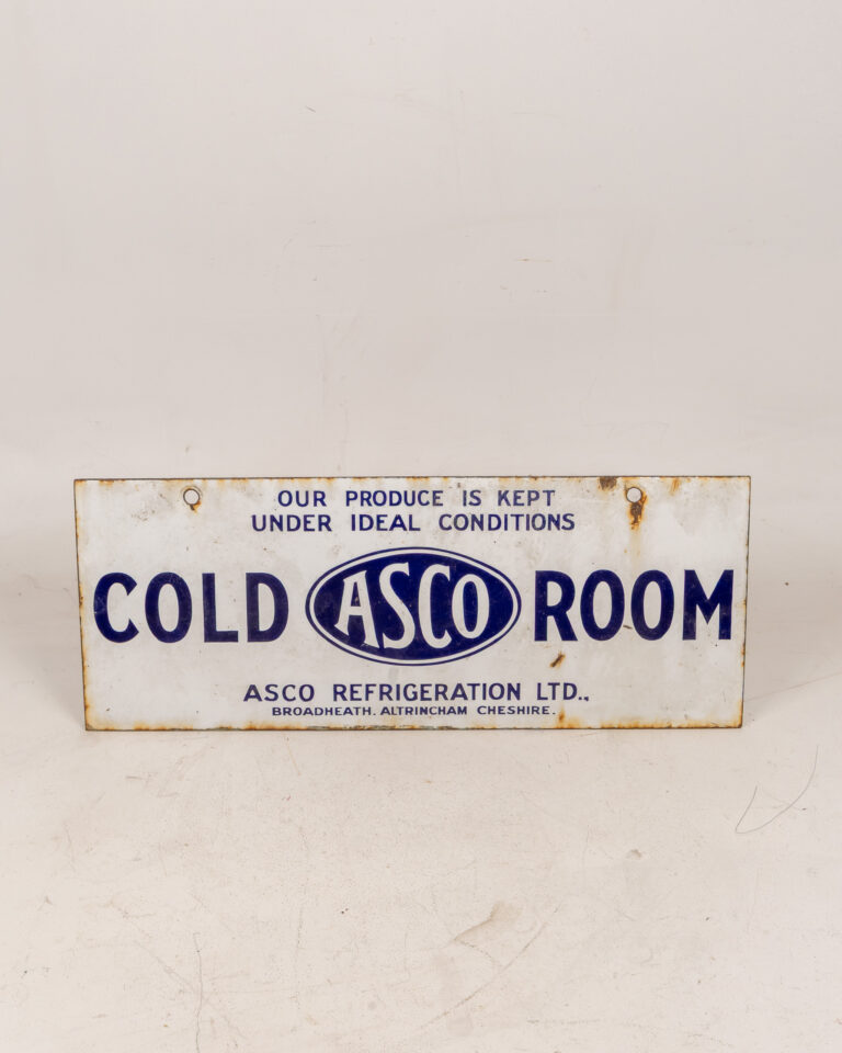 Vintage ASCO Cold Room Enamel Sign