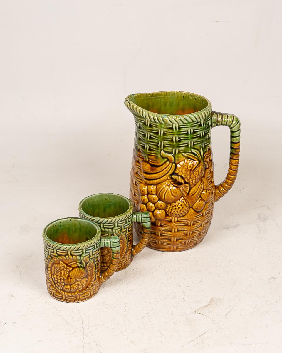 Vintage Ceramic Pitcher and Mug Set