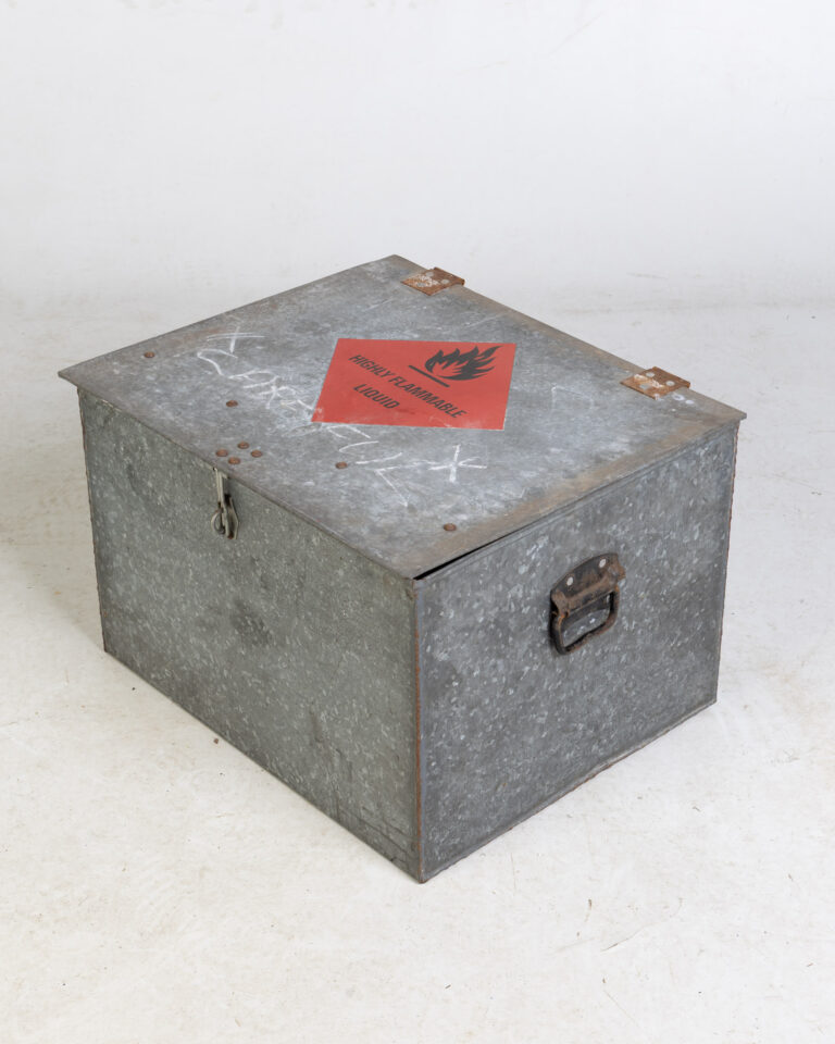Vintage Galvanised Metal 'Flammable Liquid' Storage Box