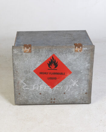 Vintage Galvanised Metal ‘Flammable Liquid’ Storage Box